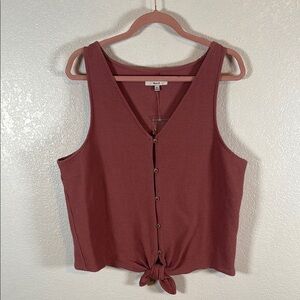 Madewell Texture & Thread Sleeveless Button-Down Top - Pink Rust Color